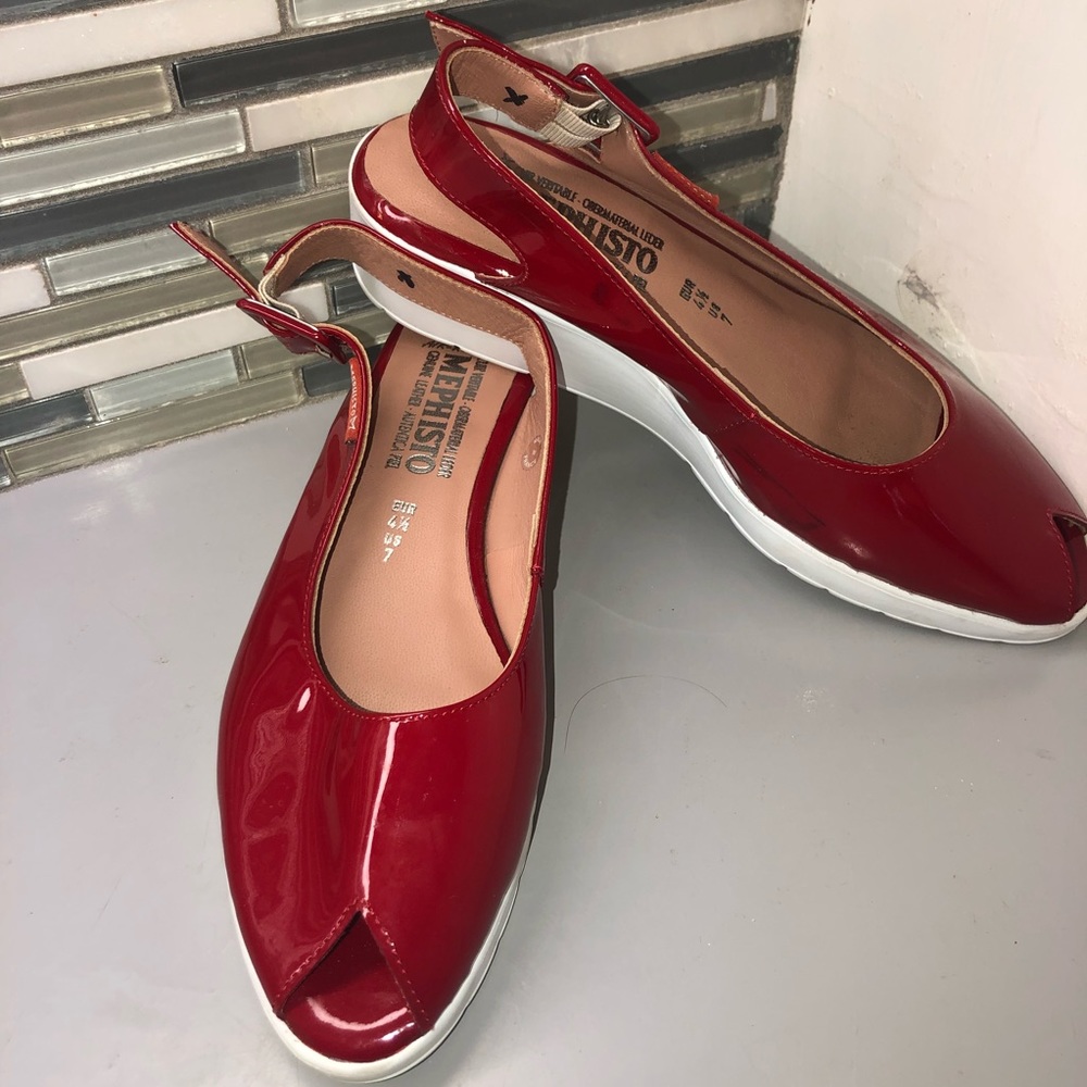 Mephisto 'Nastasia' Peep Toe Slingback wedge